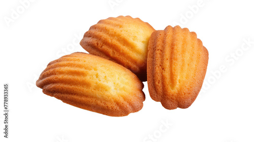 Fresh raw organic Madeleines bakery on white isolated on clear png background and transparent background. Bakery and pastry concept for cafe and restaurent, AI generative. 