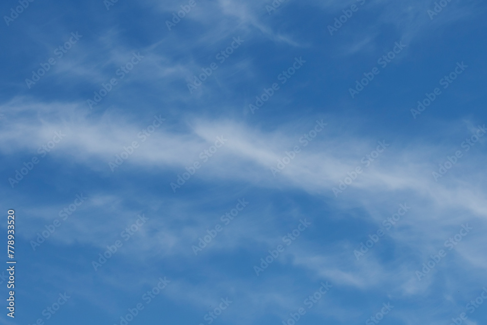 Blue sky with white clouds in Mediterranean Sea region in spring