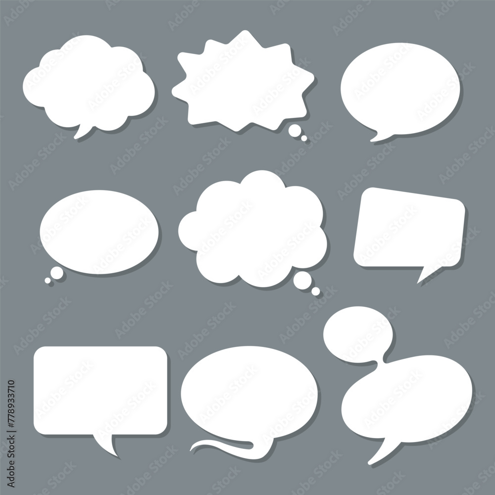Dialog box icon, message template. Different shape of empty balloons for talk on isolated background Dialog box icon, message template. Different shape of empty balloons for talk on isolated background