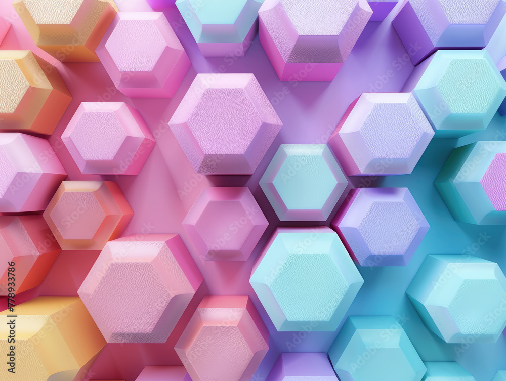 Nonagon futuristic background, 3D render clay style, Abstract geometric shape theme, colorful Nonagon futuristic background, 3D render clay style, Abstract geometric shape theme, colorful