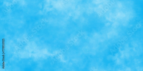 Modern Light sky blue shades watercolor background. Grunge smog texture. blue sky with clouds. blurred and grainy Blue powder explosion on white background. sky background with white fluffy clouds. © Chip Kidd