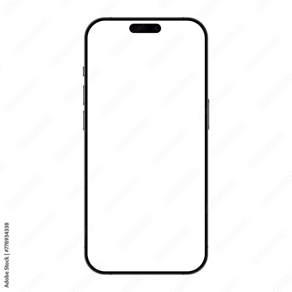 Realistic vector mockup phone for visual ui app demonstration. High quality realistic newest version of smartphone with blank white screen Realistic vector mockup phone for visual ui app demonstration. High quality realistic newest version of smartphone with blank white screen