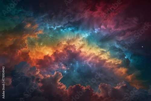 Gorgeous wallpaper with a space theme that features stars and cosmic clouds.Gorgeous nebula clouds dancing in space, their hues blending to form an amazing work of art in space