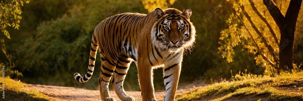 Obraz premium Close-up of a Sumatran tiger in a jungle.with Generative AI technology