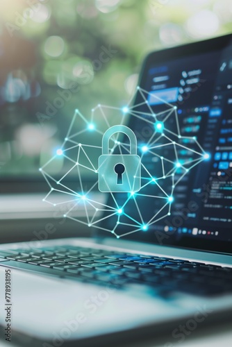 Holographic Cybersecurity Lock on Laptop Keyboard