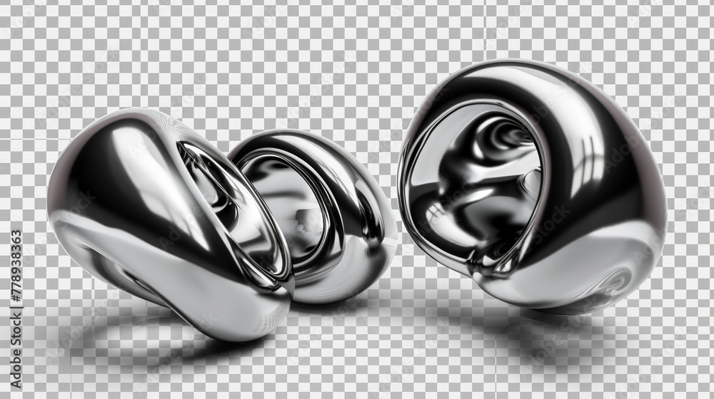 chrome metallic abstract shape, isolated chrome metallic abstract shape, isolated