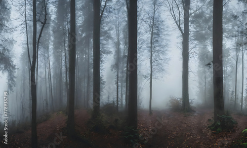 fog, smoke in the woods