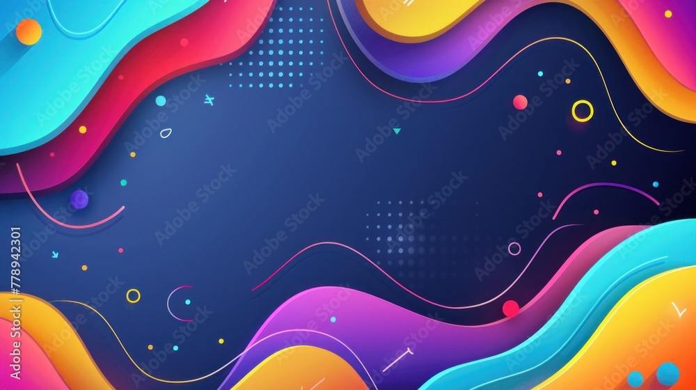 Vibrant, abstract background featuring dynamic wavy shapes in a variety of bold colors