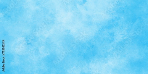 Modern Light sky blue shades watercolor background. Grunge smog texture. blue sky with clouds. blurred and grainy Blue powder explosion on white background. sky background with white fluffy clouds.