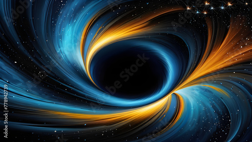 Celestial Elegance: Sky Blue Black Hole Silhouette on Dark Background(Generative AI)