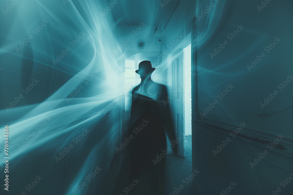 The Hat Man Ominous Silhouette Of A Man Wearing A Top Hat In The Room 