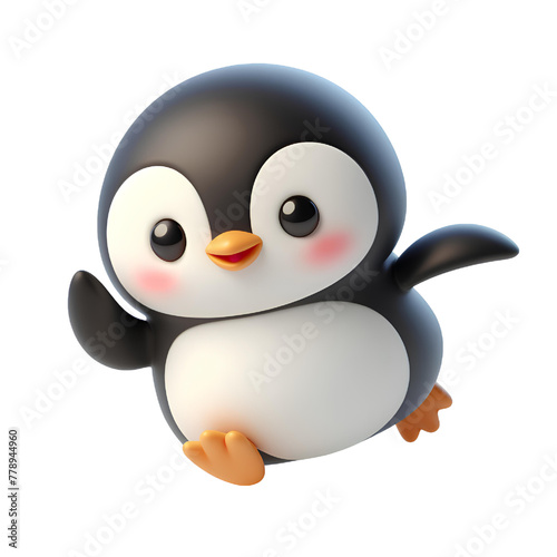 3D cute Penguin isolated on white background