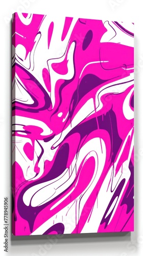 Magenta and white flat digital illustration canvas with abstract graffiti and copy space for text background pattern 