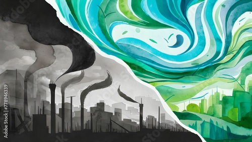 Air Quality Transition: Abstract Watercolor Illustration