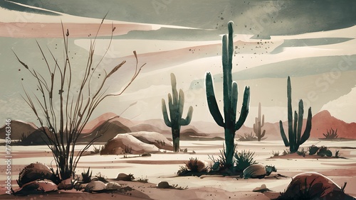 Desert Resilience: Sustainable Watercolor Art