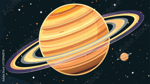 Saturn planet space isolated icon 2d flat cartoon v photo