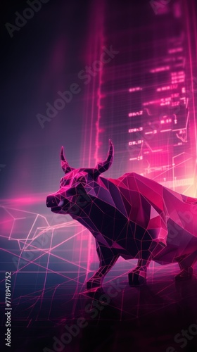 Magenta stock market charts going up bull bullish concept  finance financial bank crypto investment growth background pattern with copy space for design 