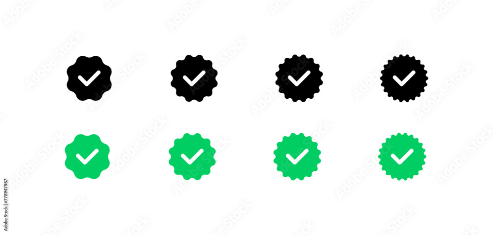 Check mark icon set. Flat and silhouette style. Vector icons Check mark icon set. Flat and silhouette style. Vector icons