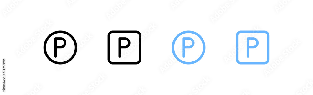 Parking icons set. Parking icons. Linear and flat style. Vector icons Parking icons set. Parking icons. Linear and flat style. Vector icons