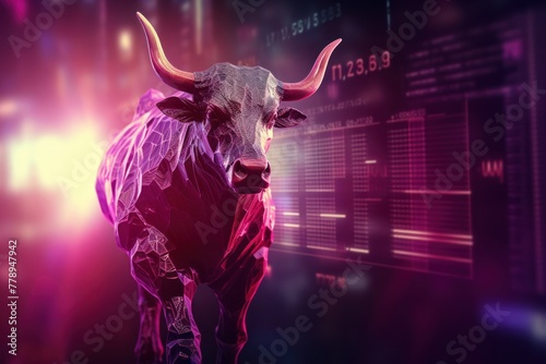 Magenta stock market charts going up bull bullish concept  finance financial bank crypto investment growth background pattern with copy space for design 