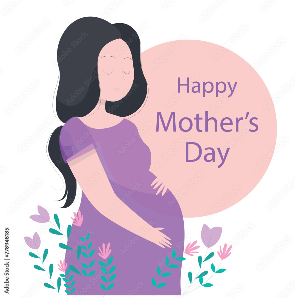Happy Mother's Day vector greeting cards set with beautiful flowers and hearts. Rose single line drawing with on pink background. One line minimalist style illustration for banner
