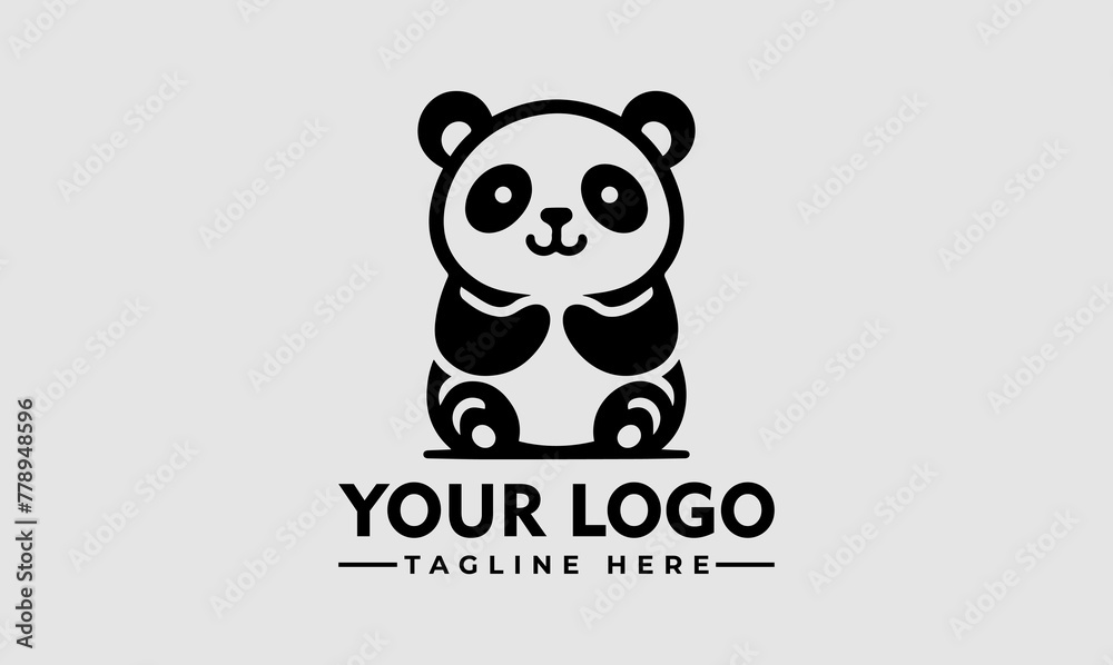 Panda vector logo vector Panda Minimalis logo for Small Business Branding Identity panda, animal, logo, red, vector, illustration, symbol, icon, design, isolated, sign, background, graphic, nature