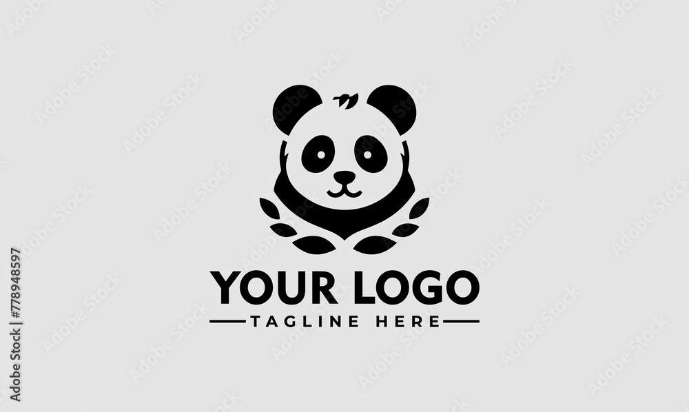 Panda vector logo vector Panda Minimalis logo for Small Business Branding Identity panda, animal, logo, red, vector, illustration, symbol, icon, design, isolated, sign, background, graphic, nature