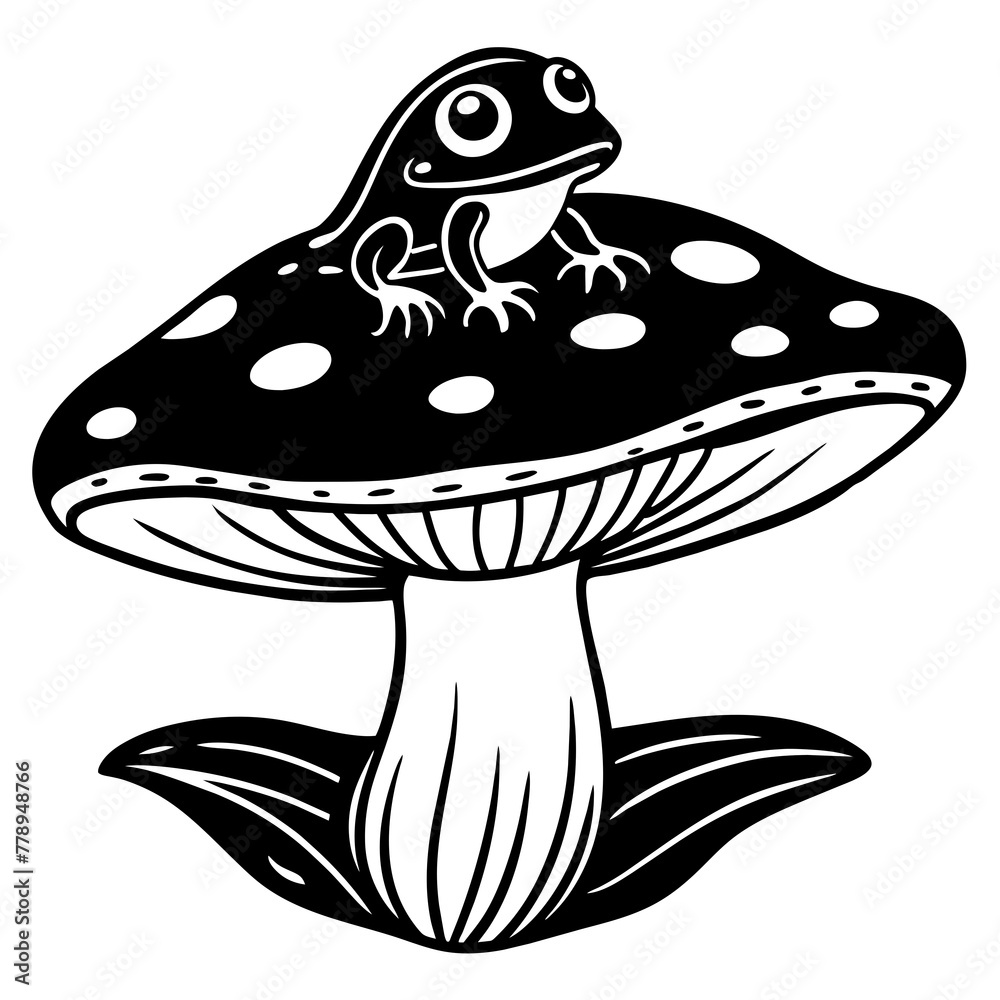 frog on a mushroom, black frog face silhouette vector illustration,icon,svg,frog mushroom cap characters,Holiday t shirt,Hand drawn trendy Vector illustration,frog mushroom cap on black background frog on a mushroom, black frog face silhouette vector illustration,icon,svg,frog mushroom cap characters,Holiday t shirt,Hand drawn trendy Vector illustration,frog mushroom cap on black background