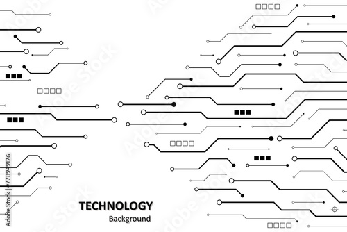 Cyberpunk black circuit diagram on white background. High-tech circuit board connection system. Central Computer Processors CPU concept. technology on white background. PNG