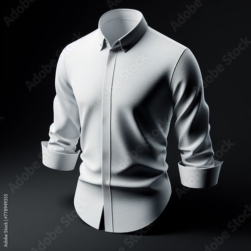 men's long sleeve shirt white mockup black background suit