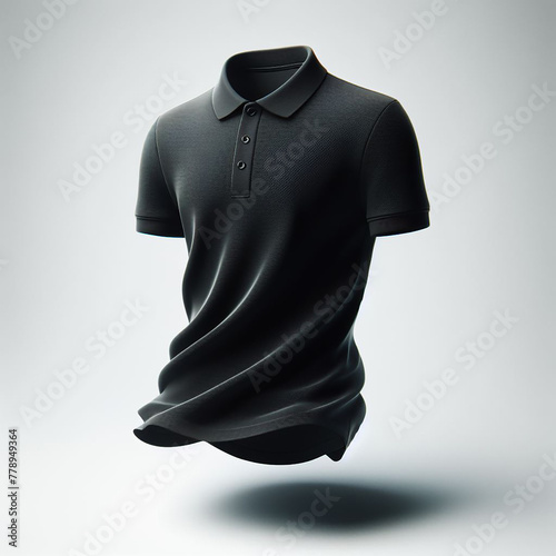 polo shirt, shake sleeve, black, mockup, white background, suit