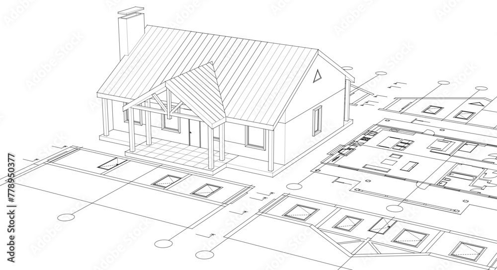 house project architectural sketch 3d