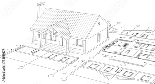 house project architectural sketch 3d