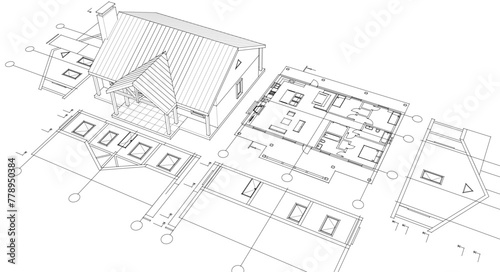house project architectural sketch 3d © Svjatoslav