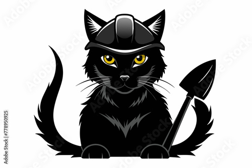 A miner cat,  hyper realism, vector illustration photo