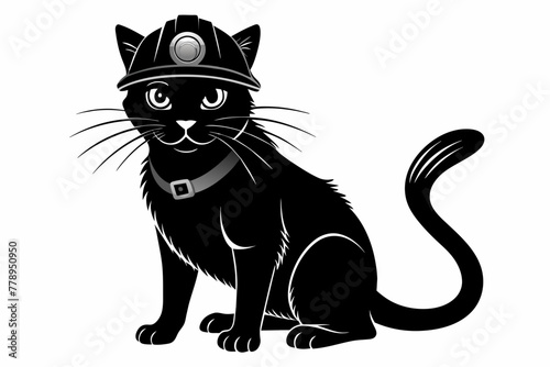 A miner cat,  hyper realism, vector illustration photo