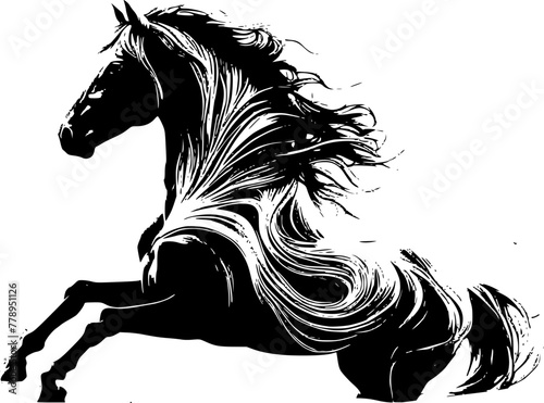 a black and white sketch of a horse
