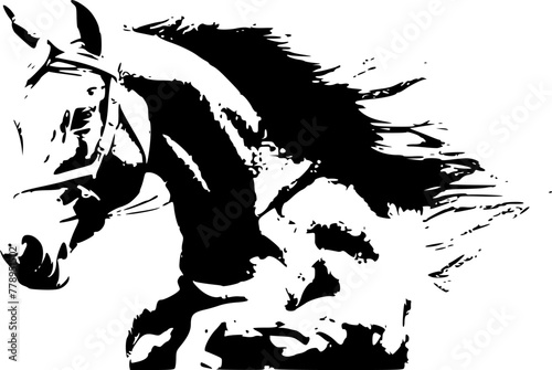 a black and white sketch of a horse
