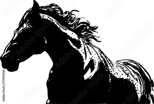 a black and white sketch of a horse