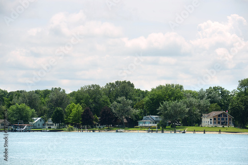 row of cottages on stag island on the st clair river ontario