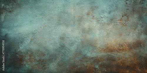 Teal dust and scratches design. Aged photo editor layer grunge abstract background © GalleryGlider