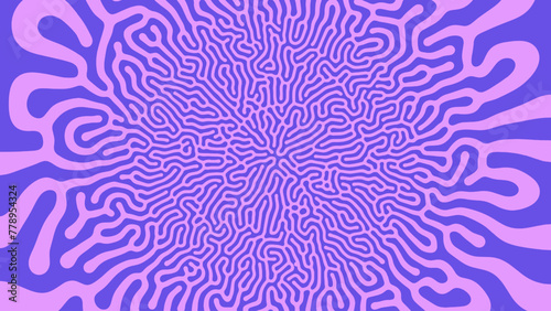 Violet Purple Psychedelic Acid Trip Vector Unusual Creative Abstract Background. Radial Crazy Structure Bizarre Vibrant Abstraction Wide Wallpaper Mushroom Hallucination Effect Trippy Art Illustration