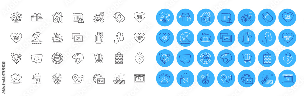 Shopping cart, Fireworks and Web photo line icons pack. Sleep, Fireworks stars, Bicycle helmet web icon. True love, Love ticket, Delivery pictogram. Sale bags, Present, Market. Sunset. Vector Shopping cart, Fireworks and Web photo line icons pack. Sleep, Fireworks stars, Bicycle helmet web icon. True love, Love ticket, Delivery pictogram. Sale bags, Present, Market. Sunset. Vector