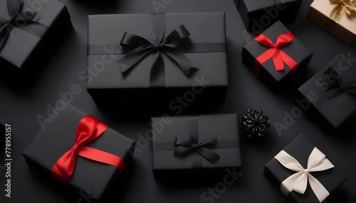 Black matte gift box with ribbon 1 © GUS