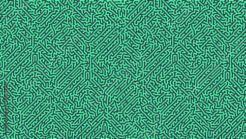 Turing Diffusion Effect Vector Psychedelic Structure Turquoise Abstract Background. Unusual Tangled Lines Modern Intricated Pattern Bizarre Abstraction. Complex Texture Acid Trip Art Illustration