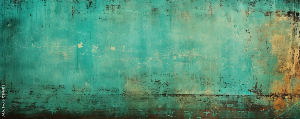 Turquoise dust and scratches design. Aged photo editor layer grunge abstract background