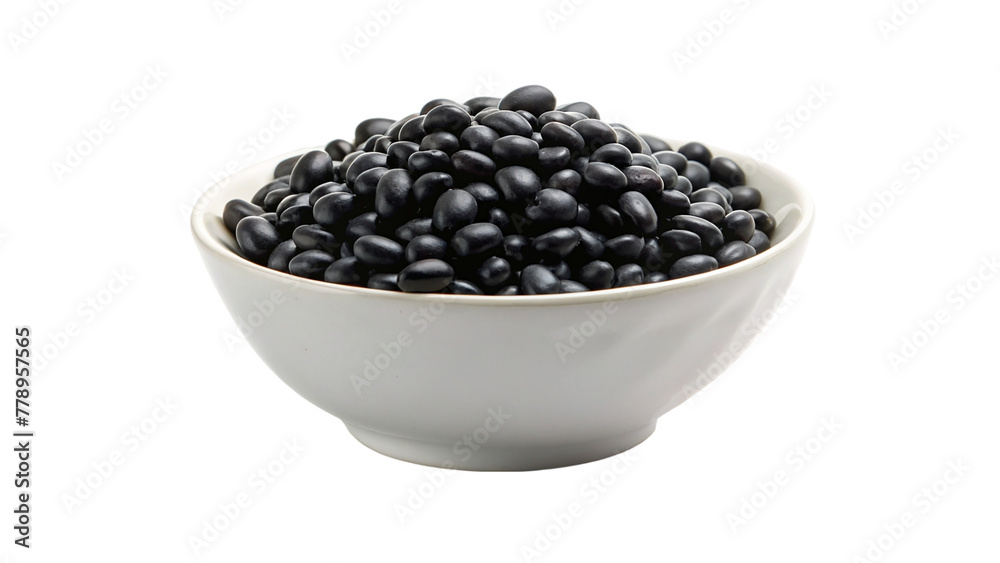 Black beans in a bowl isolated on transparent background. Black beans. Black beans in a bowl isolated on transparent background. Black beans.