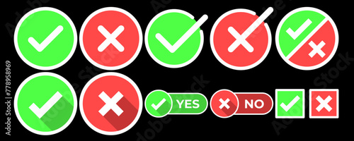 Wrong and Yes Mark. Great Bundle. Vector Illustration