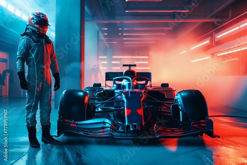 Formula 1 driver standing next to formula 1 car  © thejokercze
