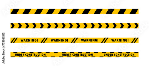 Warning yellow tape. Vector illustration. photo